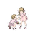 Boy gives girl flower